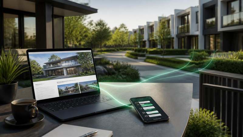 Alur traffic website menuju WhatsApp dan sales property