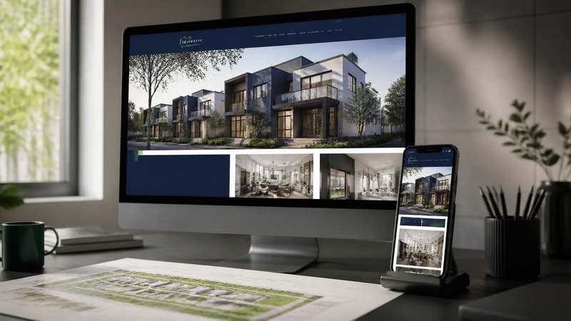 Website proyek perumahan pada desktop dan smartphone dengan site plan